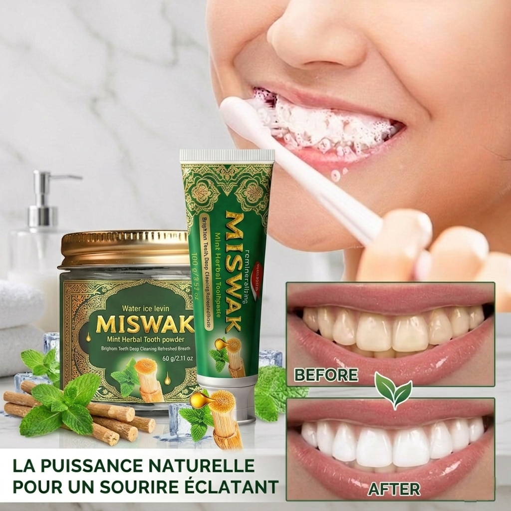 Miswak Pack Premium Tube et Poudre – Pureté Naturelle pour Vos Dents