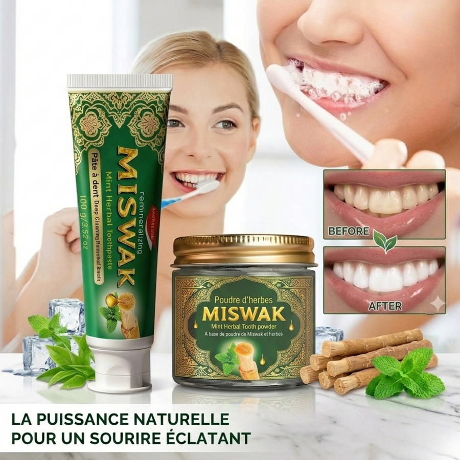 Miswak Pack Premium Tube et Poudre – Pureté Naturelle pour Vos Dents