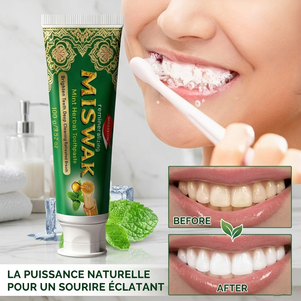 Pasta de dientes a base de hierbas remineralizante de miswak con menta